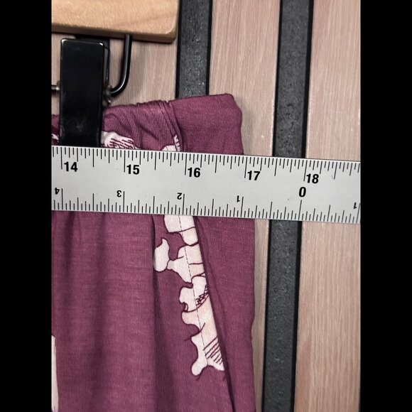 New Soma Pants Large Womens Inky Pink Floral Tassle Ankle Pull On Stretchy Comfy - Picture 3 of 9